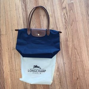 Long champ le pillage navy blue tote
